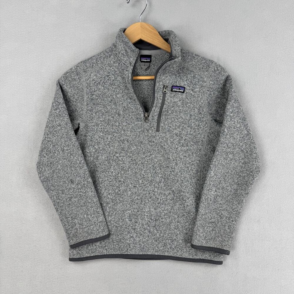Patagonia Better Sweater Boys Large Gray Fleece 1/4 Zip Pullover Outdoor
